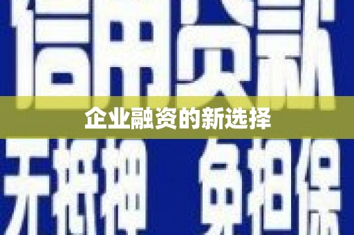 宁洱企业融资的新选择