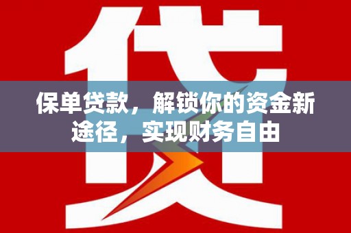 宁洱保单贷款，解锁你的资金新途径，实现财务自由