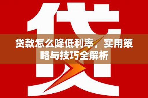 宁洱贷款怎么降低利率，实用策略与技巧全解析